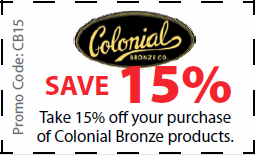 Colonial Bronze Coupon for 15% off Colonial Bronze products - Coupon CB15
