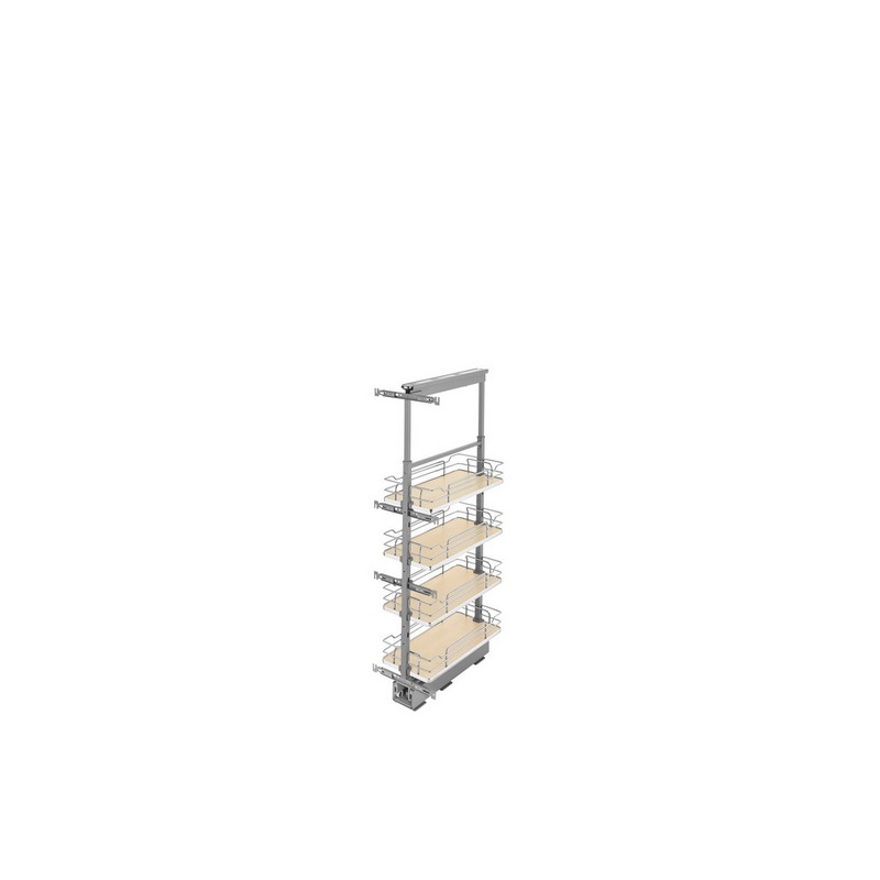 Rev-A-Shelf Natural Maple Solid Bottom (4) Shelf Pullout w/ Soft-Close for Full Access 12" Pantry w/Height of 43-13/32" to 50-3/4" Rev-A-Shelf 5343-10-MP Questions & Answers