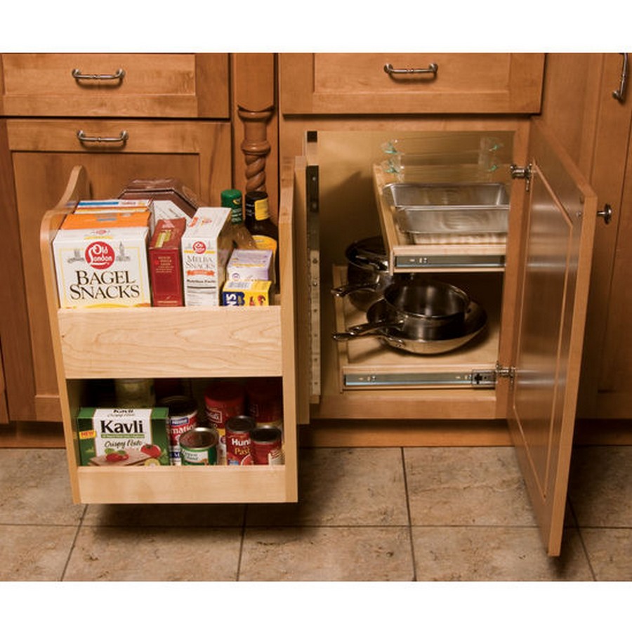 KitchenMate Blind Corner Caddy with Swing-Out Motion Maple Omega National P0650MNL1 Questions & Answers
