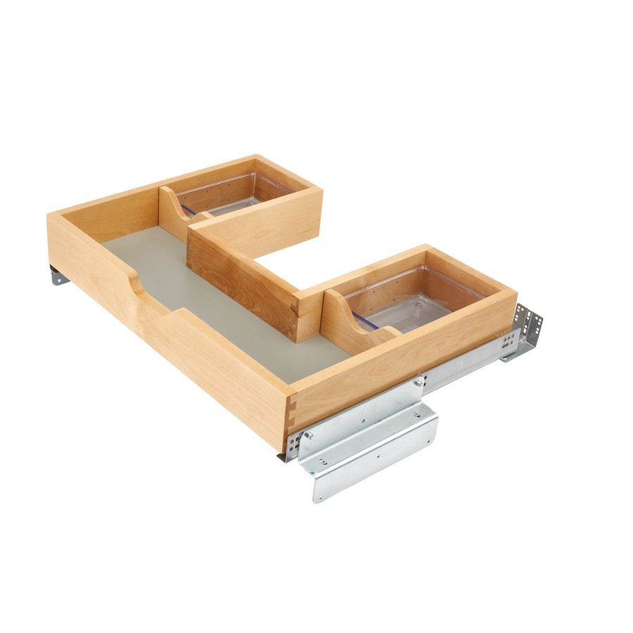 Can I give you specs to customize the U-Shaped Pull out Shelf?  My cabinet interior width is approx 25" 11/16 wide and 21" deep.  The pipe for the sink is 10" 1/2 inches from the interior front of the cabinet. I want a pull out shelf for the middle of the cabinet, not for the bottom of the cabinet.