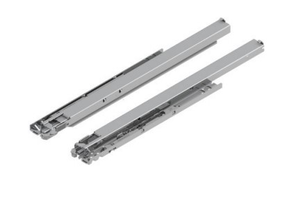 I want to add a sliding drawer, or two, to a pantry.  Depth from inside of back panel to inside of front 3/4 inch trim is 22 13/16.  Will ordering a drawer box 22 inches deep with a 22 inch glide work?  What type of notching is needed? Does this mount to the front trim and back of the pantry?