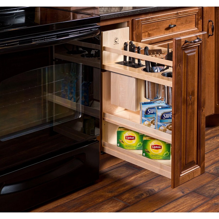 12" Signature Series Face Frame Pullout Canister Organizer with Knife Block Maple Century Components SIGKBI115PF Questions & Answers