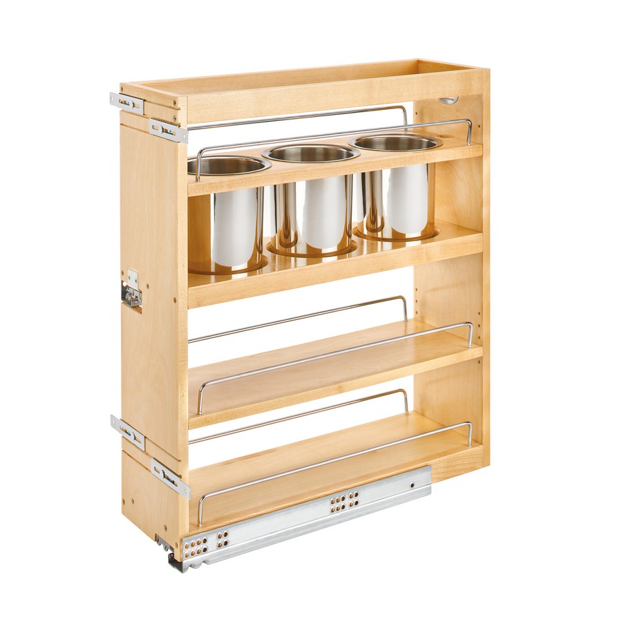 Rev-A-Shelf 7-1/2" Base Cabinet Organizer with 3 Utensil Bins Natural Maple Bottom & Side Mount Rev-A-Shelf 449UT-BCSC-7C Questions & Answers