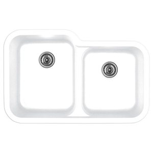 32" Seamless Undermount Large/Small Bowl Quartz Kitchen Sink White Karran Q-360R-WH Questions & Answers