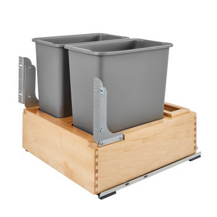 Rev-A-Shelf 4WC Double 30 Quart Bottom Mount Waste Container Maple Rev-A-Shelf 4WC-24DM2-SC Questions & Answers