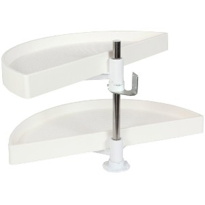 33-7/8" Polymer Half Moon 2 Shelf Pivot Lazy Susan White Knape and Vogt PHM34PP-W Questions & Answers