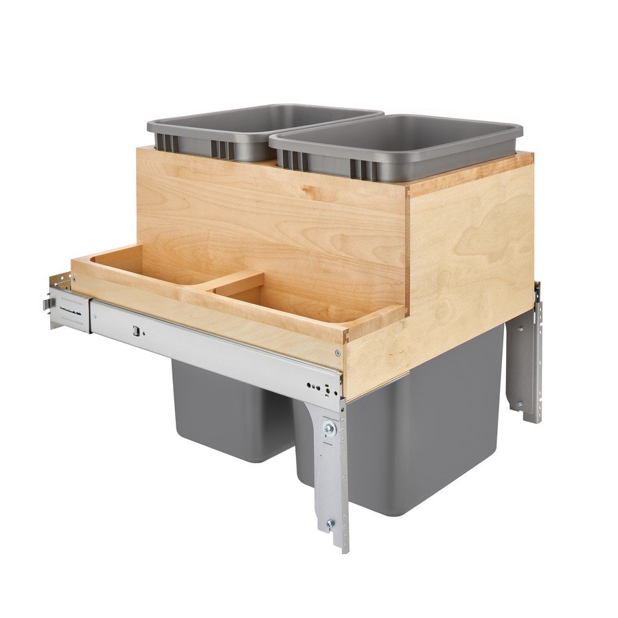 Rev-A-Shelf Top Mount Double 50 Quart Pull-Out Waste Container Silver/Natural Maple Rev-A-Shelf 4WCTM-2450BBSCDM-2 Questions & Answers