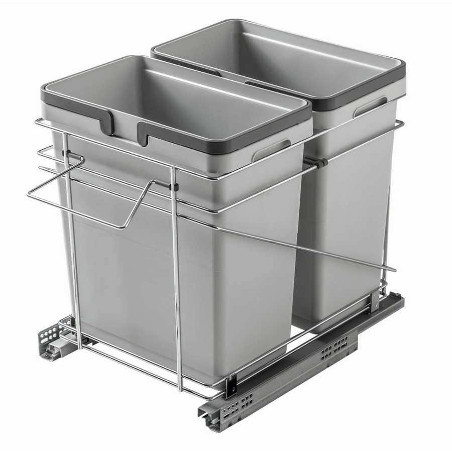 Salice 18" Bottom Mount Double 32 Quart Trash Pullout Silver Salice QPAM18228CR Questions & Answers