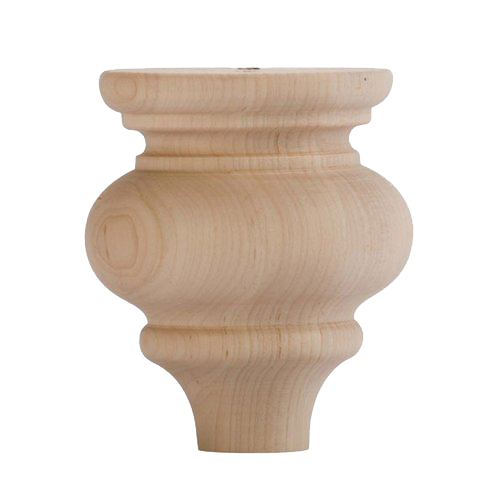 Marseille Machined Wood Bun Foot 3-5/8" W x 4" H Hardwood Grand River BFP4-H Questions & Answers