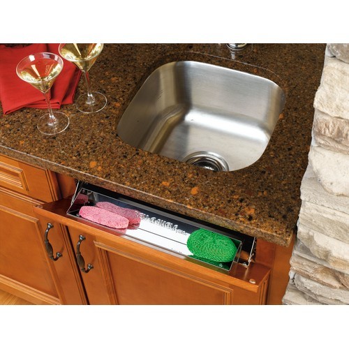 For a 14.25 inch sink front tray, how wide an opening is required in the cabinet to fit this?