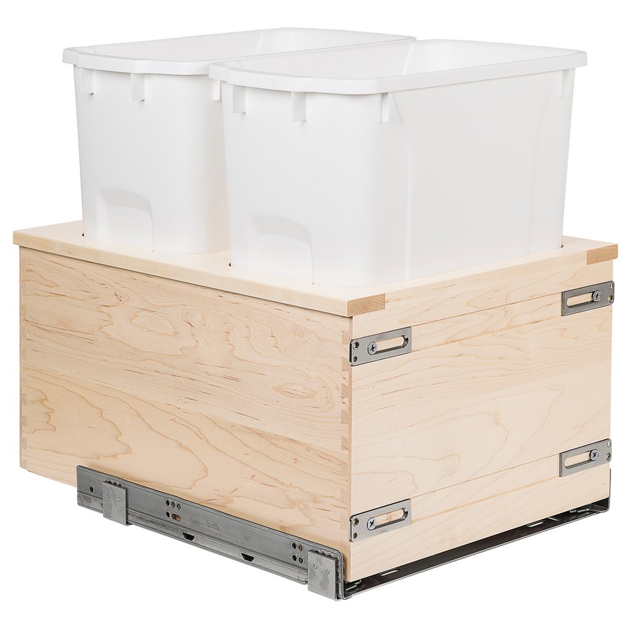 14-7/8" Signature Series Touch-to-Open 34 Quart Double Bottom Mount Waste Container Maple/White Century Components SIGBM145-34PF-MVTO Questions & Answers