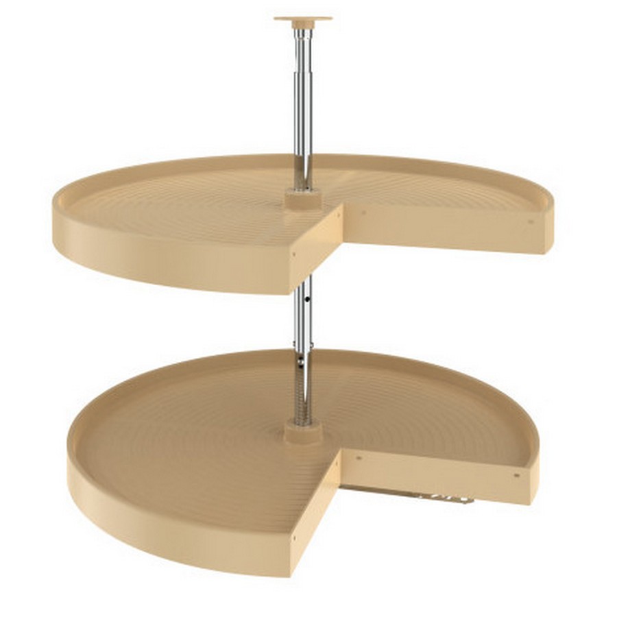 Rev-A-Shelf 28" Polymer Pie-Cut 2 Shelf Lazy Susan Almond Dependently Rotating Rev-A-Shelf LD-2942-28-15-1 Questions & Answers