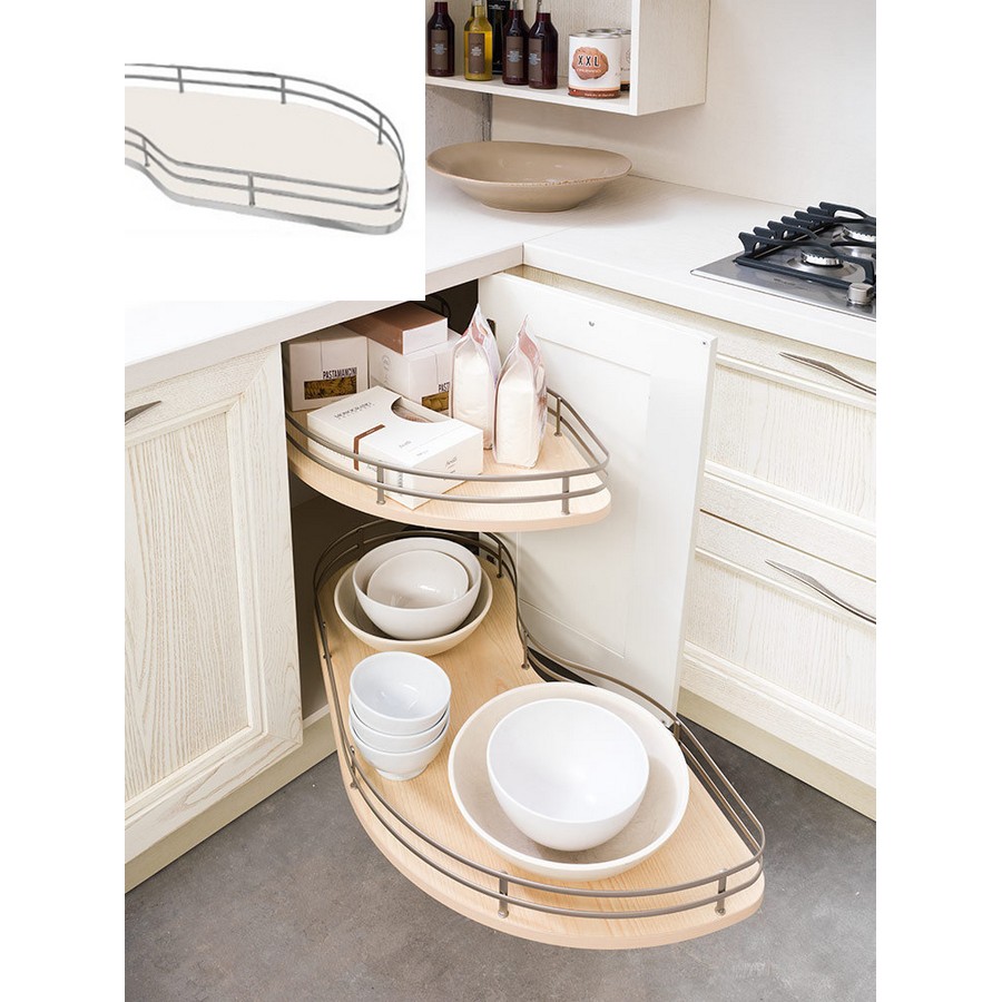 Salice 2-Tier Fly Moon Blind Corner Organizer Shelf Kit for 16" Opening LH White/Chrome Salice QFLY45SXG2OMC Questions & Answers