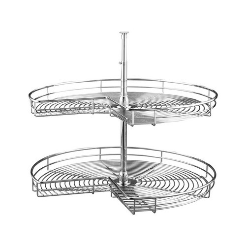 I was sent 32" polymer Rev-S-Shelf kidney shape 2-shelf system by LilyAnn Cabinets for a 36" corner cabinet.  The shelves do not fit or turn.  Would prefer the 28" Chrome version.  Is the center pole the same for the Chrome as it is for the Polymer?
