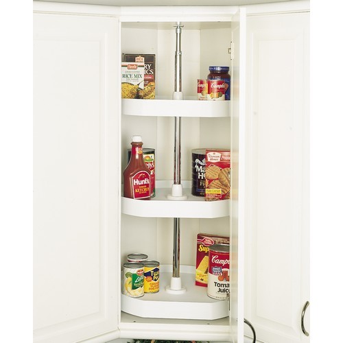 Rev-A-Shelf 22" Polymer D-Shape 3 Shelf Lazy Susan White Independently Rotating Rev-A-Shelf 6273-22-11-536 Questions & Answers