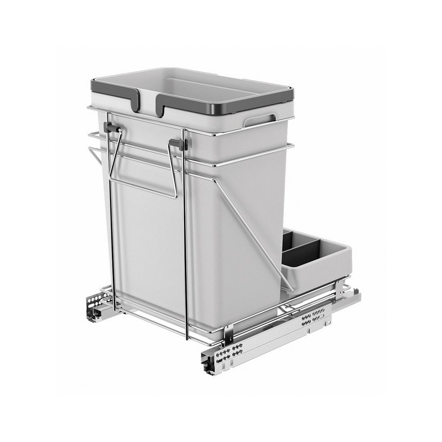 Salice 15" Bottom Mount Single Trash Pullout 32 Quart with Rear Basket Chrome Salice QPAMS15130C Questions & Answers
