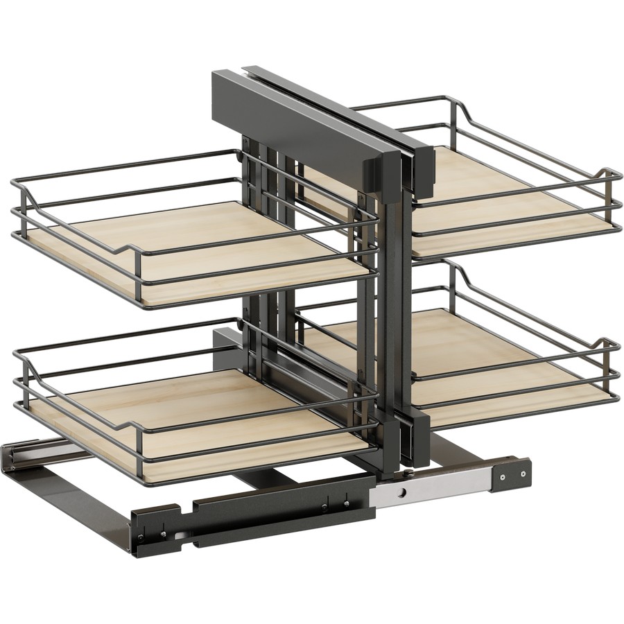COR Flex Scalea Full Access Blind Corner Pull-Out 4 Basket for 17-1/2" Opening Carbon Steel Gray/Maple Vauth-Sagel Questions & Answers