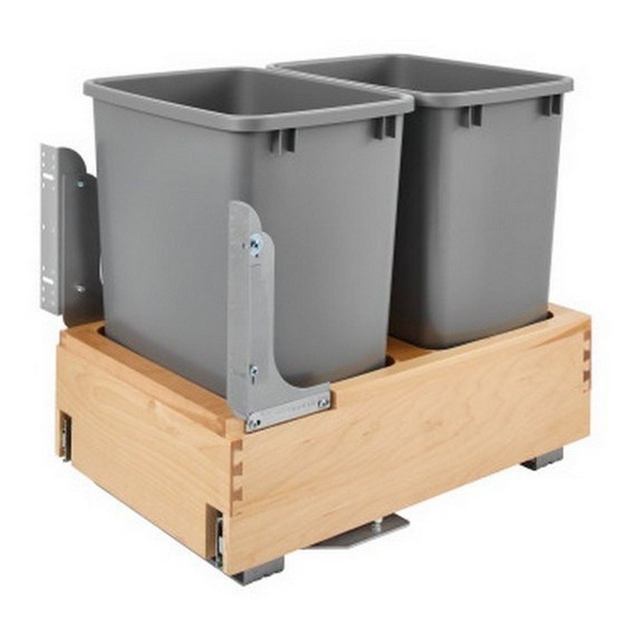 Rev-A-Shelf 4WCBM Double 35 Quart Bottom Mount Waste Container Maple Rev-A-Shelf 4WCBM-18DM-2 Questions & Answers