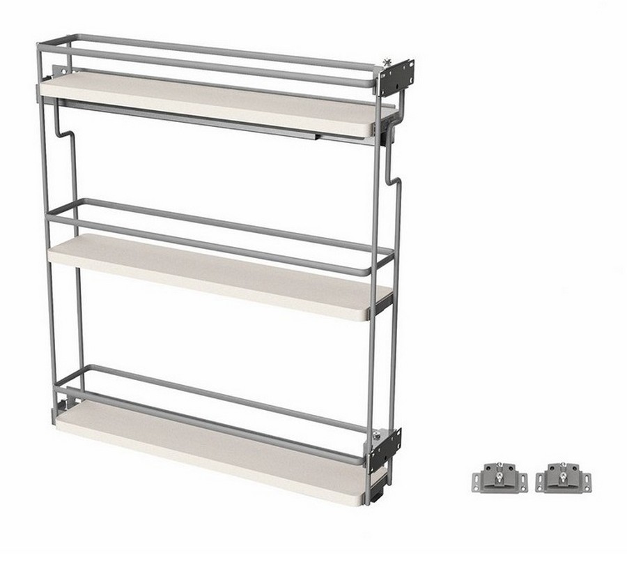 What is the clearance between each shelf and its railing?