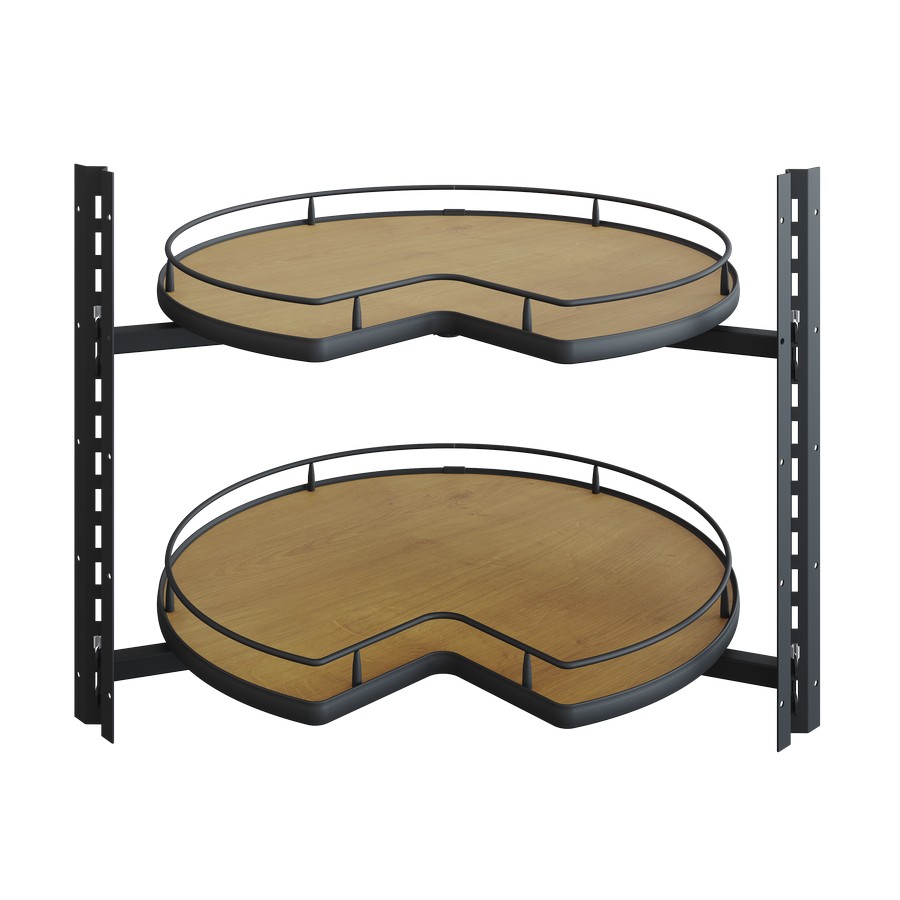 COR Wheel PRO Scalea Poleless Kidney 2 Shelf Lazy Susan Kit 27" Carbon Steel Gray/Maple Vauth-Sagel Questions & Answers