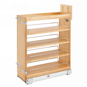 What type of slide mechanism does the base cabinet organizer use?
