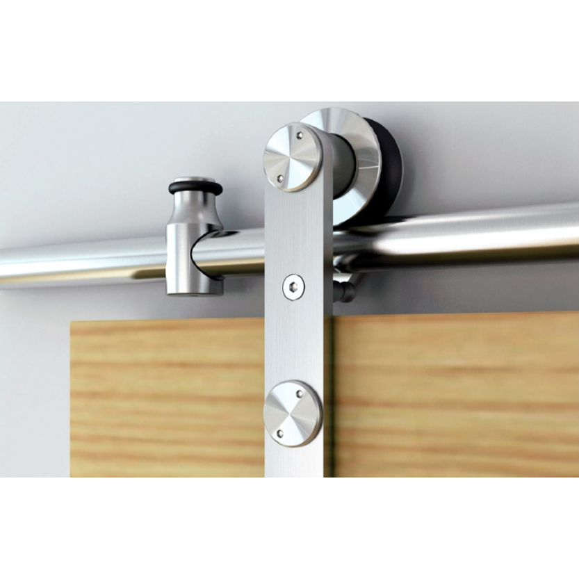 Soft-Close Face Mount Barn Door Hardware Kit with Round Rail Stainless Steel, WE Preferred 77113 56 002 Questions & Answers