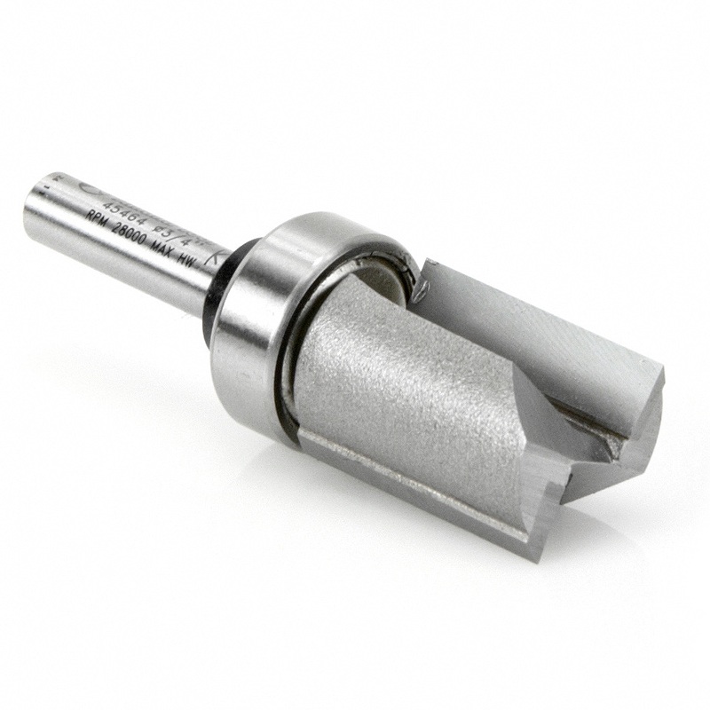 This seems to be labeled incorrectly as a 1/2" shank. https://www.amanatool.com/45464-carbide-tipped-flush-trim-plunge-template-3-4-dia-x-1-inch-x-1-4-shank-with-upper-bb.html