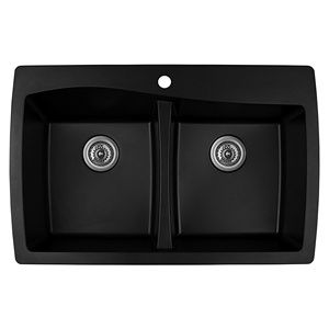 34" Top Mount Double Equal Bowl Quartz Kitchen Sink Black Karran QT-720-BL Questions & Answers