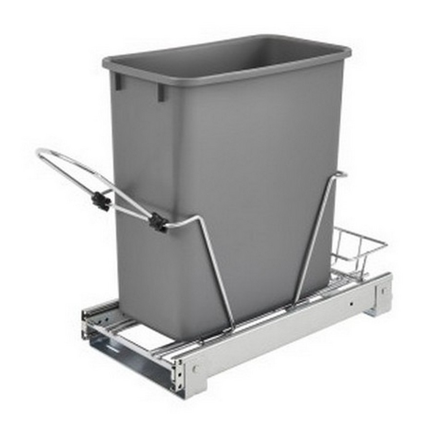 RV-8PB Single 20 Quart Bottom Mount Waste Container Chrome Rev-A-Shelf RV-8PB-CR S Questions & Answers