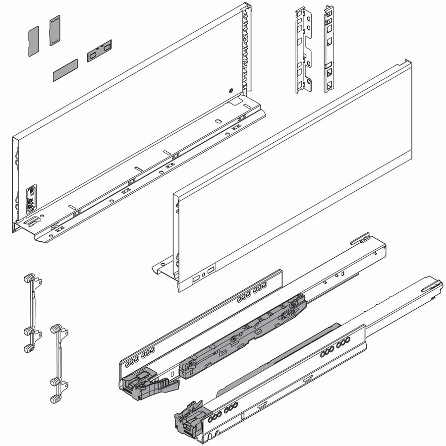 Blum LEGRABOX Pure 22" C Height Cabinet Profile Set Silk White Blum 770C55S0S Questions & Answers