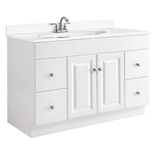 Design House 531145 Wyndham White Semi-Gloss Vanity Cabinet with 2-Doors & 4-Drawers, 48 X 21 X 31-1/2 Questions & Answers