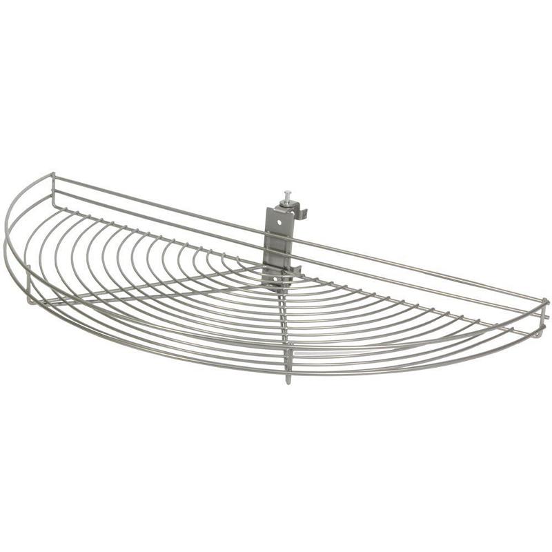 KV HM25-FN, 24-1/2 Wire Half Moon Lazy Susan, Frosted Nickel, 1-Shelf Sets w/ Hardware, 24-1/2 L x 11-7/8 W, Pivot-Out Motion, Min Opening 12-3/8 Questions & Answers