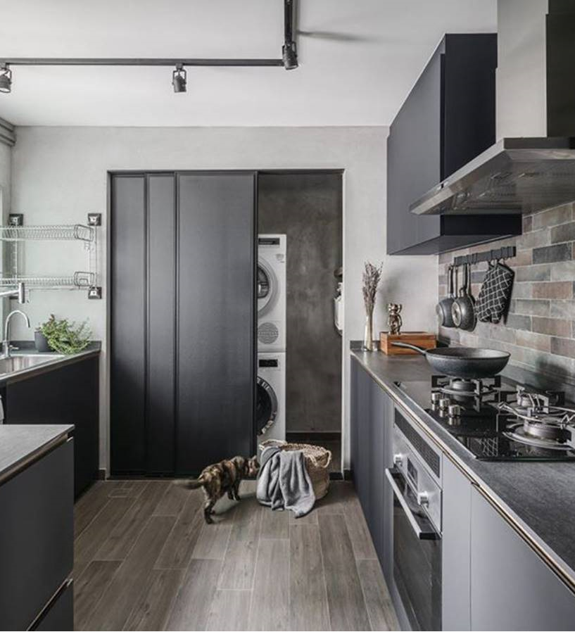 Gray kitchen with a modern industrial vibe