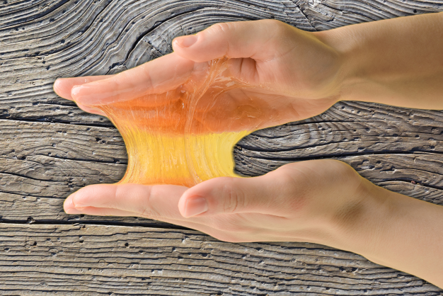 Sticky glue in someones hands