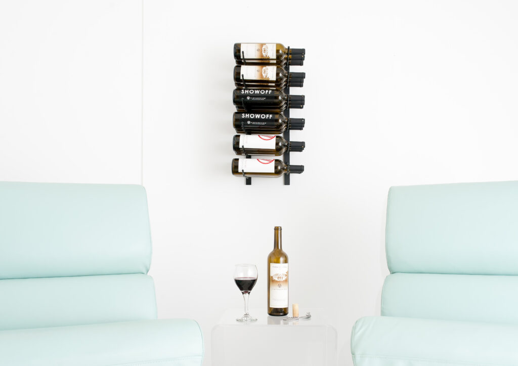 W Series Wine Rack 2 Eighteen Bottle Wall Mount Wine Rack Brushed Nickel VintageView