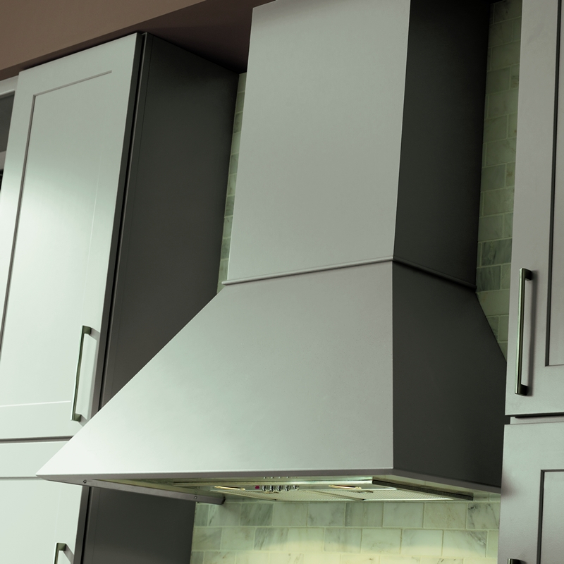 Euro 30 Wide Wall Mount Range Hood with Broan Liner Hickory Omega National