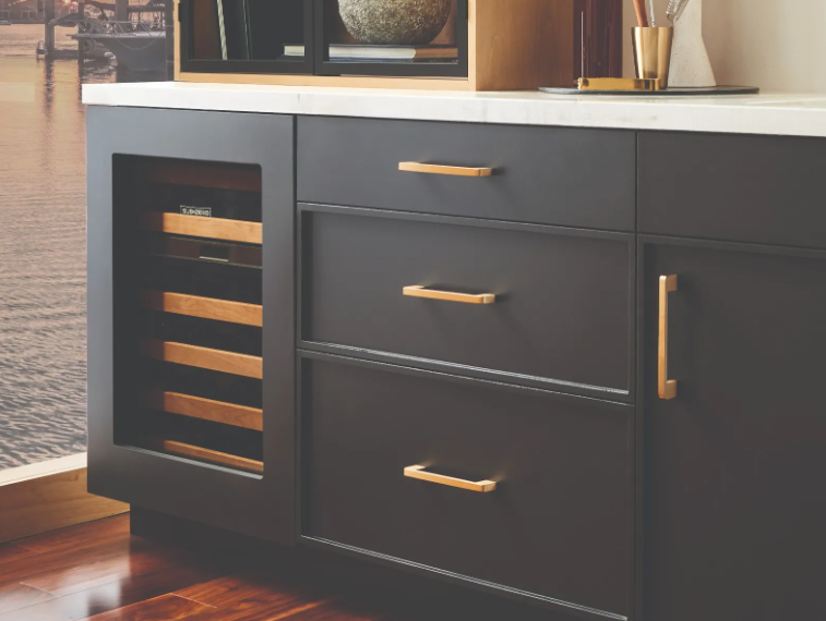 Black and gold decorative cabinet hardware