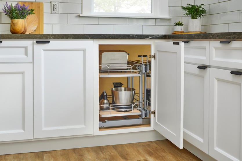 Rev-A-Shelf 15" Steel Two-Tier Blind Corner Organizer with Soft-Close Maple Rev-A-Shelf 53PSPE-15SC-MP