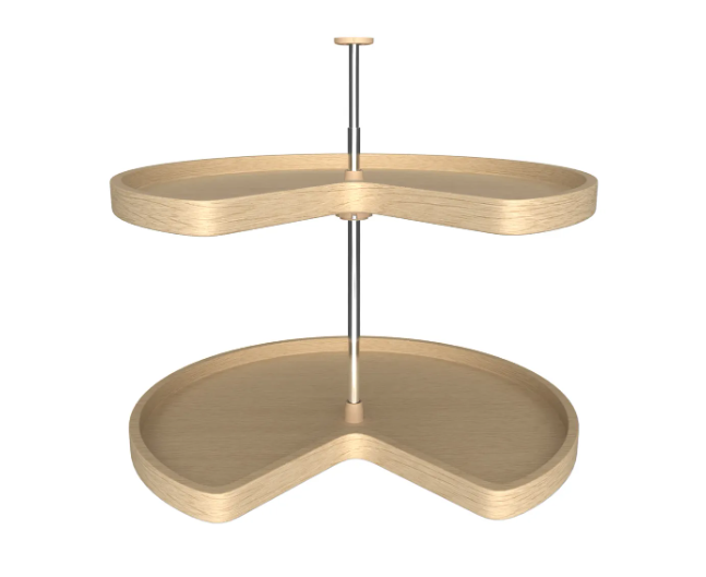 Rev-A-Shelf 32" Banded Wood Kidney 2 Shelf Lazy Susan Independently Rotating Natural Maple Rev-A-Shelf LD-4BW-472-32-1