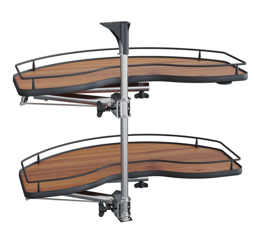 CORNERSTONE Swing Scalea Blind Corner Pull-Out for 18" Opening Carbon Steel Gray/Walnut Vauth-Sagel