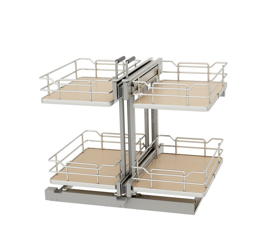Rev-A-Shelf 15" Steel Two-Tier Blind Corner Organizer with Soft-Close Maple Rev-A-Shelf 53PSPE-15SC-MP