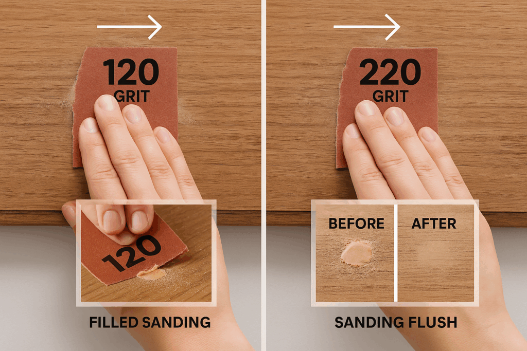 Sanding Filled Cabinet Holes