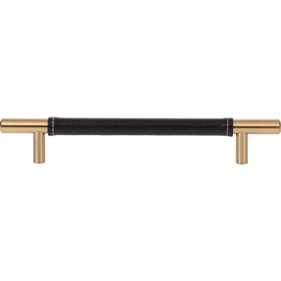 Zanzibar Black Leather Pull 6 516 Center to Center Warm Brass Atlas Homewares 281 BL WB