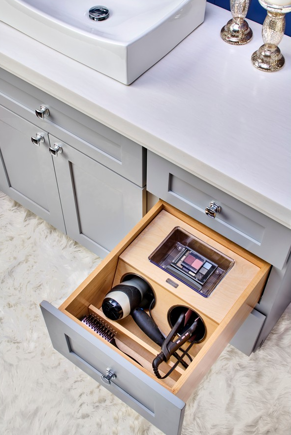 Rev A Shelf 18 Vanity Drawer Insert with Stainless Bins Natural Maple Rev A Shelf 4VDI 18 1