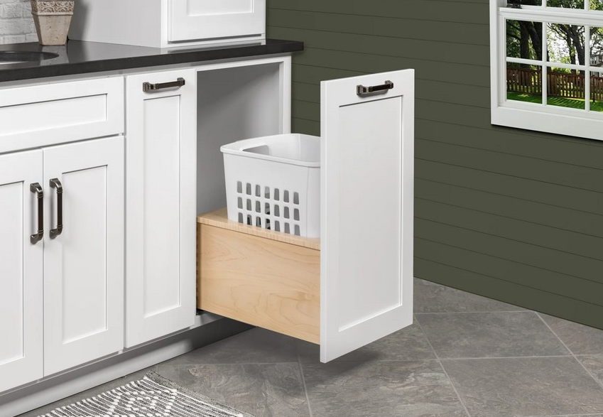 17 38 Cascade Series 13 Bushel Bottom Mount Hamper BirchWhite Century Components CASHAM170PF