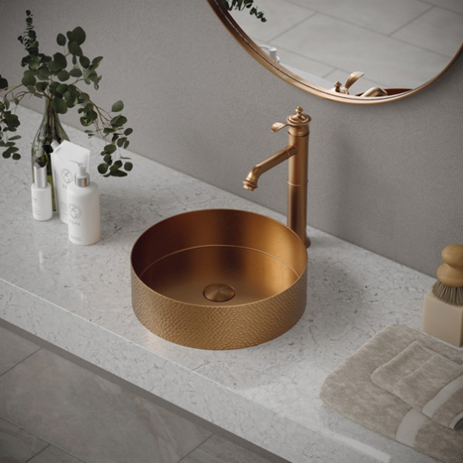 15 Cinox Stainless Steel Round Vessel Vanity Sink Brushed Copper Karran CCV100BC