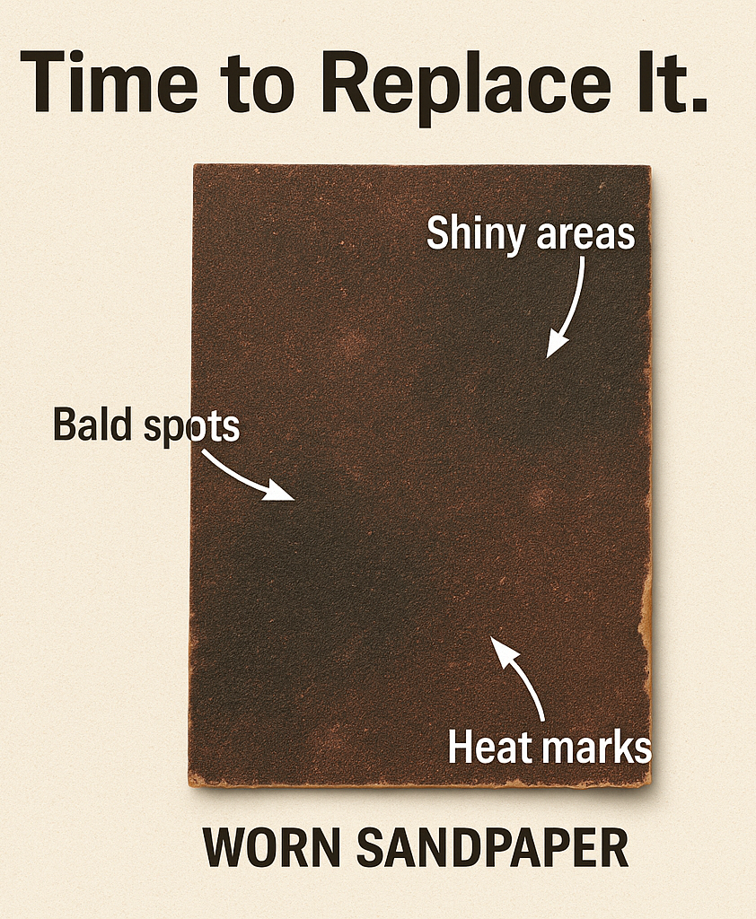 replacewornsandpaper Woodworker Express Blog Visual guide for signs that sandpaper needs replacement