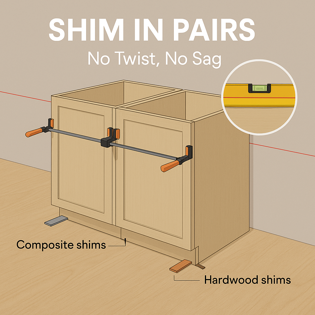 How to Shim Cabinets - Woodworker Express Blog