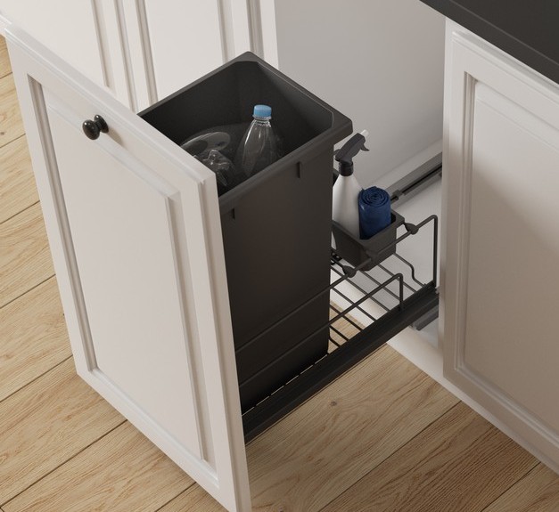 ENVI BMT Saphir 15 Single 50 Quart Bottom Mount Waste Container Carbon Steel Gray Vauth Sagel