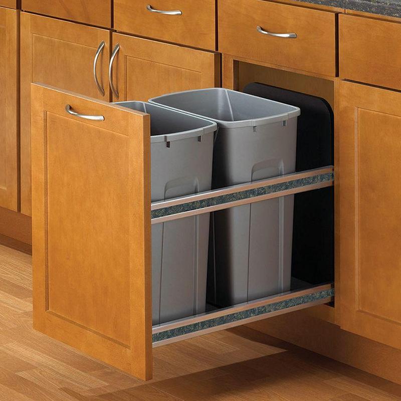 Double 35 Quart Bottom Mount Waste Container Platinum Knape and Vogt USC15 2 35PT